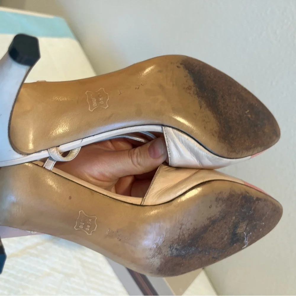 Vintage Bruno Magli  Beige & Pink Slingback Heels Size 8AA